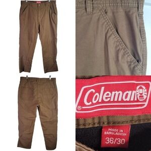 Coleman Pants Mens 36X30 Brown Fleece Lined Heavy Canvas Straight Leg Lined